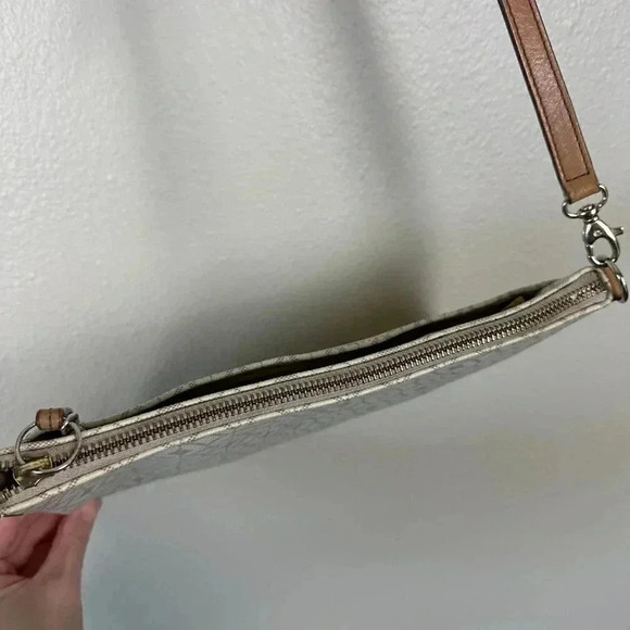 Fossil Coated Canvas Leather Sadie Crossbody Bag Bone White Brown - Picture 8 of 13